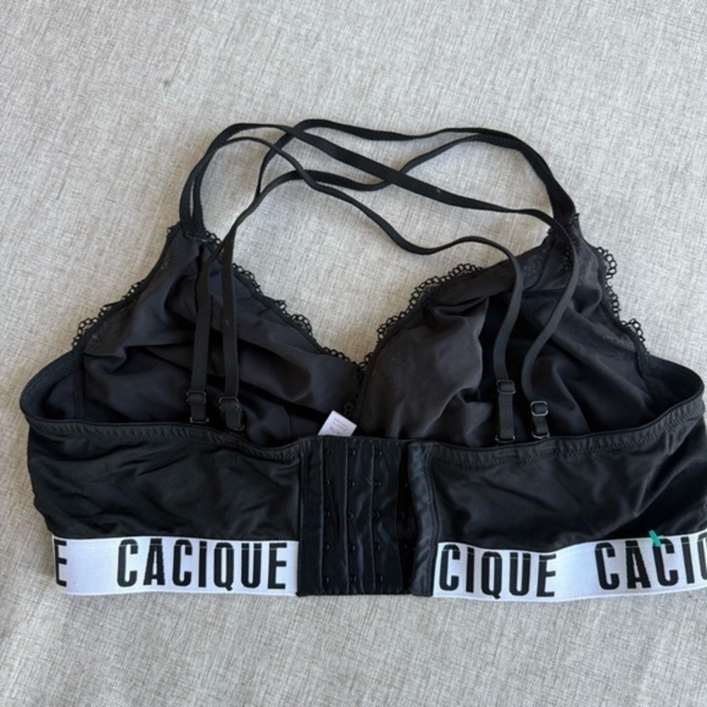 Cacique‎ Black strappy  Lace Bralette wireless size 14/16 - Picture 3 of 8